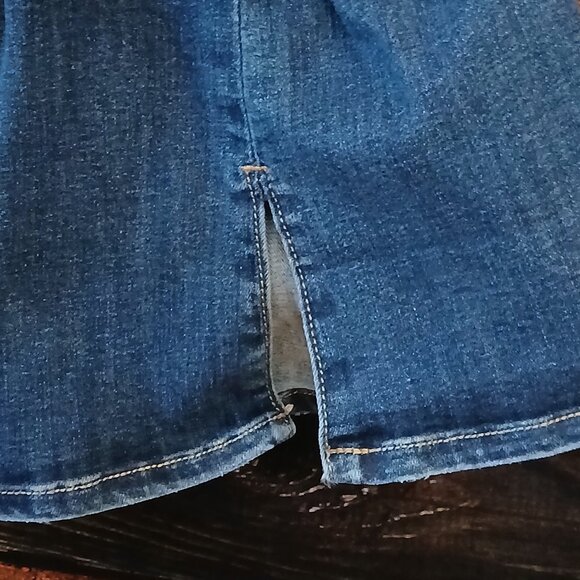 American Eagle Jeans Size 10 Super High Rise Slit Flare Blue Denim Stretch - Picture 7 of 12